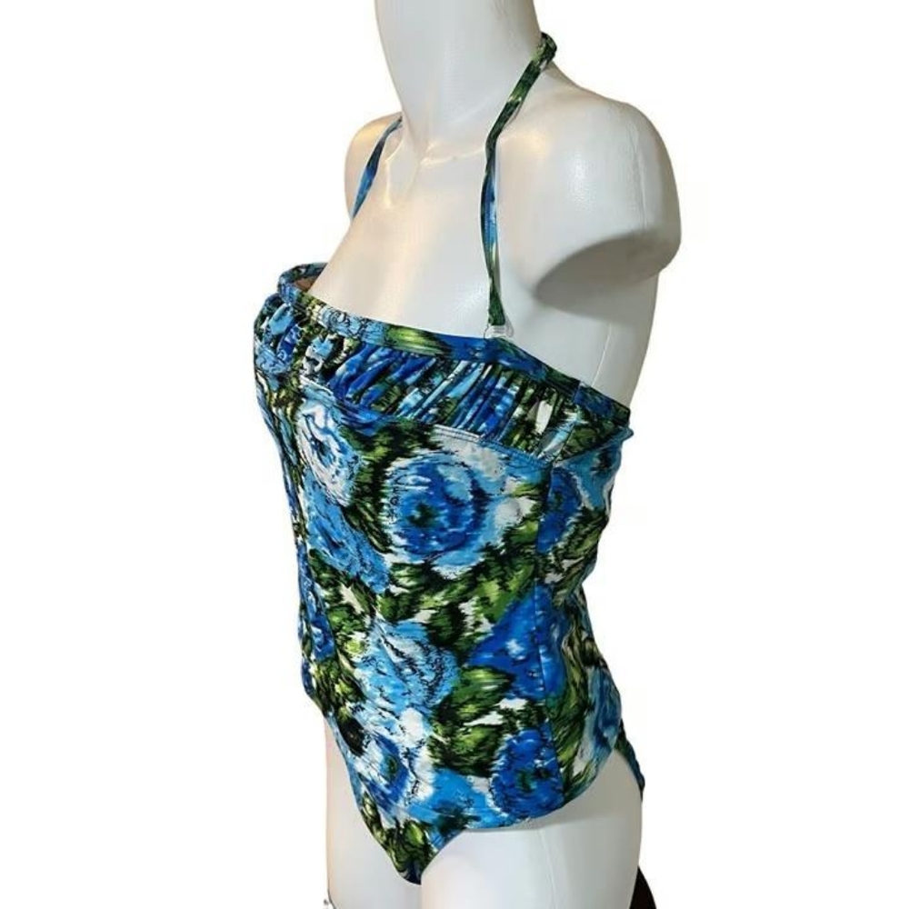 Newport News 2-piece Tankini Swim Set Women’s Size 16 Floral Blue Green
